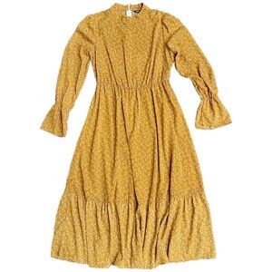 SHEIN Mustard Floral Long Sleeve Dress